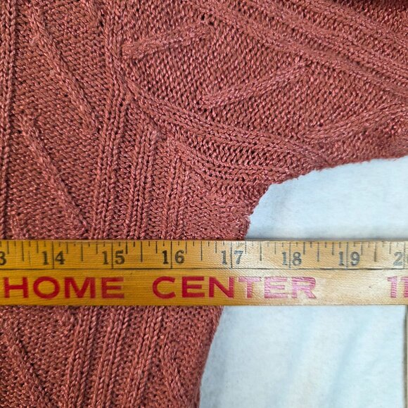 Woolrich Womens Medium Cable Knit Silk Blend Knit Coral Sweater Deadstock New - Picture 6 of 7